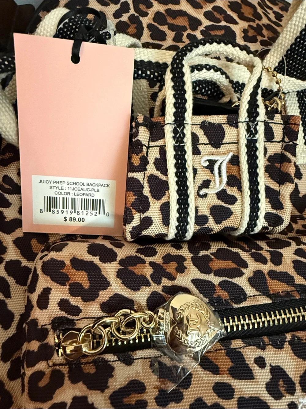 Juicy Couture Leopard Print Mini Backpack - Pink Brown